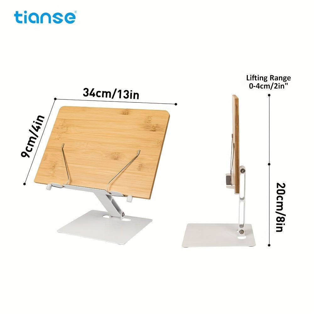 Bamboo Book Stand Adjustable Height Portable Desktop Book Holder