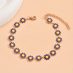 Women's Small Dropping Oil Flower Anklet Beach Jewelry