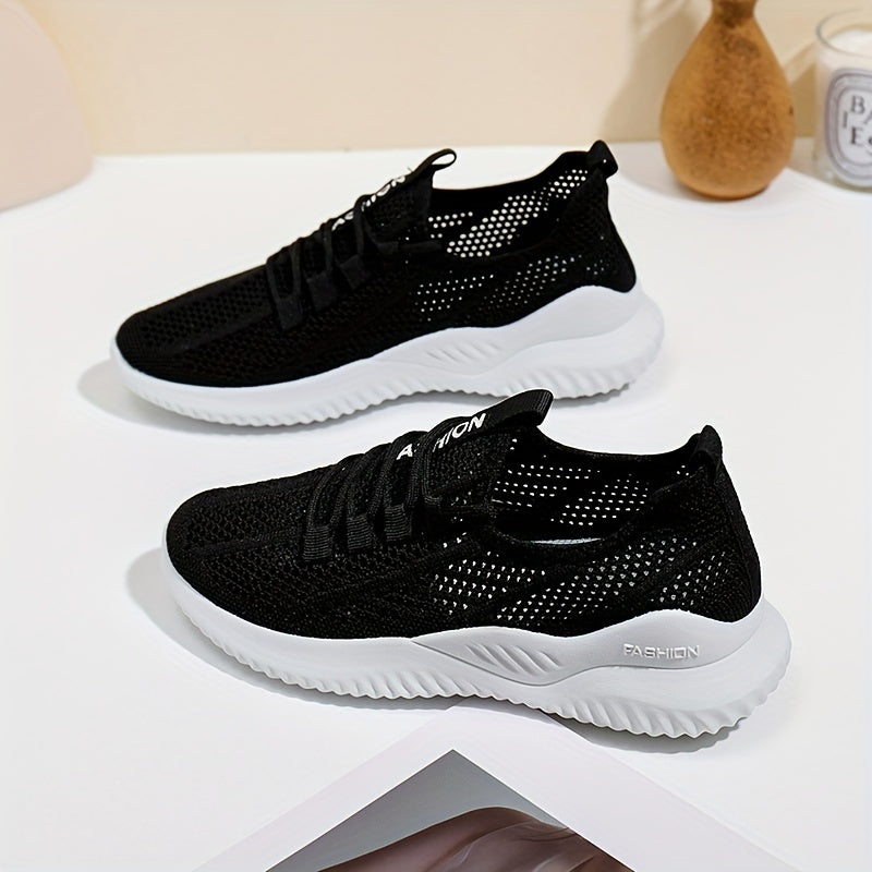 Women's Breathable Woven Sneakers Casual Lace Up Outdoor Shoes