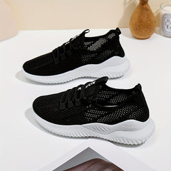 Women's Breathable Woven Sneakers Casual Lace Up Outdoor Shoes