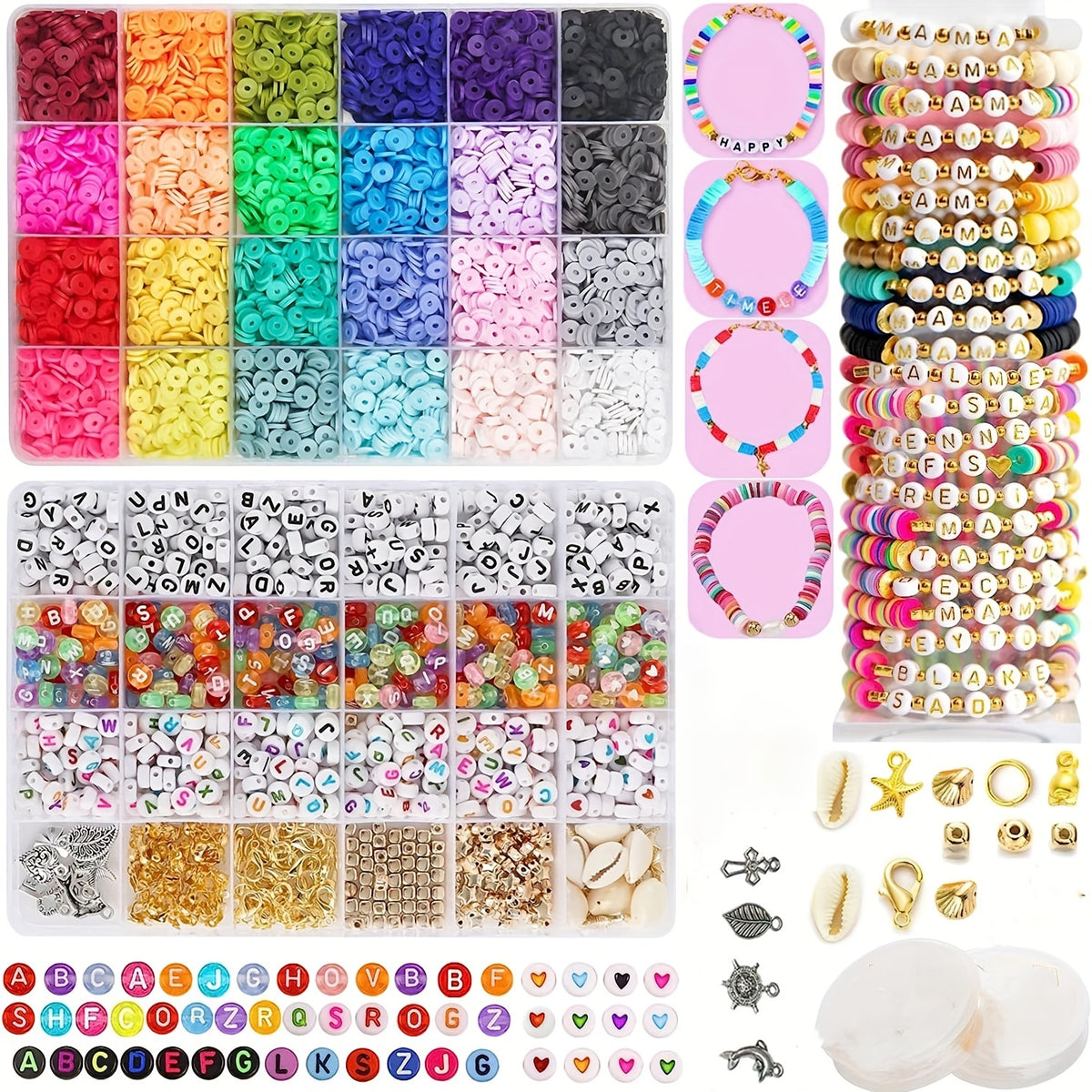 Polymer Clay Beads Kit for Bracelet Making - 7000pcs