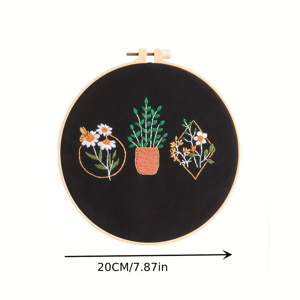 Plant Pattern Cross Stitch Embroidery Kit DIY Crafts No Tension Hook Included