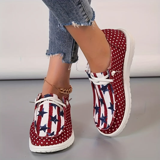 Women's Stars Pattern Canvas Shoes Casual Lace Up Outdoor Shoes Lightweight
