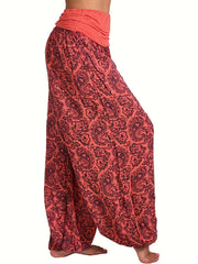  Paisley Print High Rise Stretch Pants