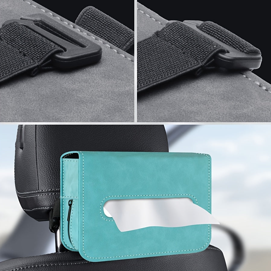 Suede Leather Car Tissue Holder Box for Center Console and Seat Back
