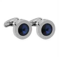 Men's Zircon Cufflinks Metal Round Cufflinks