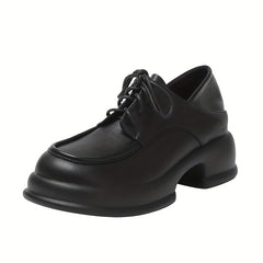 Women's British Style Loafers Comfortable Thick Sole Lace Up Shoes
