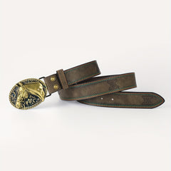 Men's Yellow Buckle Belt PU Leather