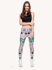 Geo Print Leggings High Waist Casual Leggings