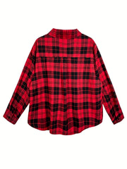  Plaid Print Button-Up Shirt Top