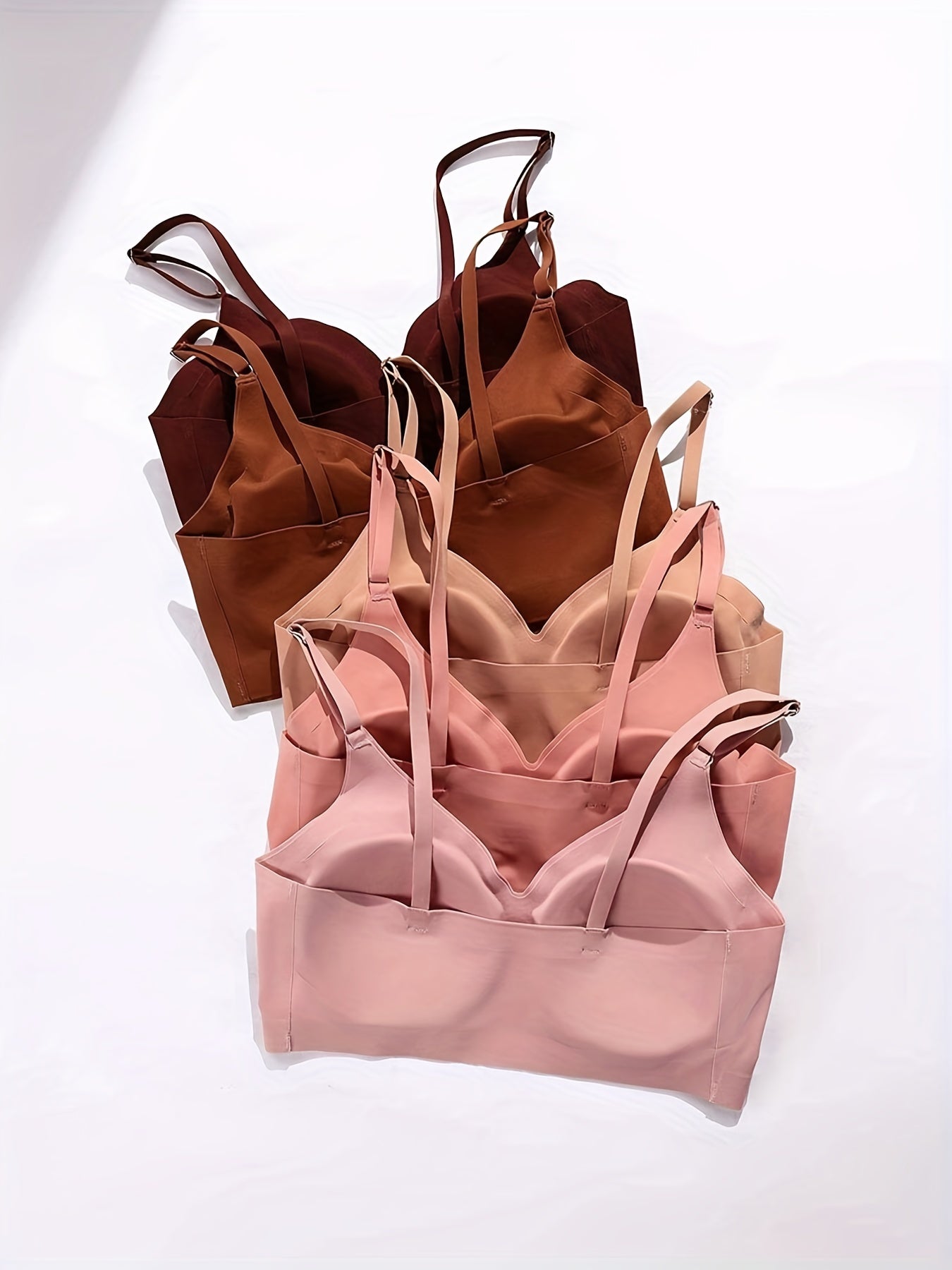 5 Pcs Seamless Wireless Bras Soft Comfy Solid Bra with Removable Pads