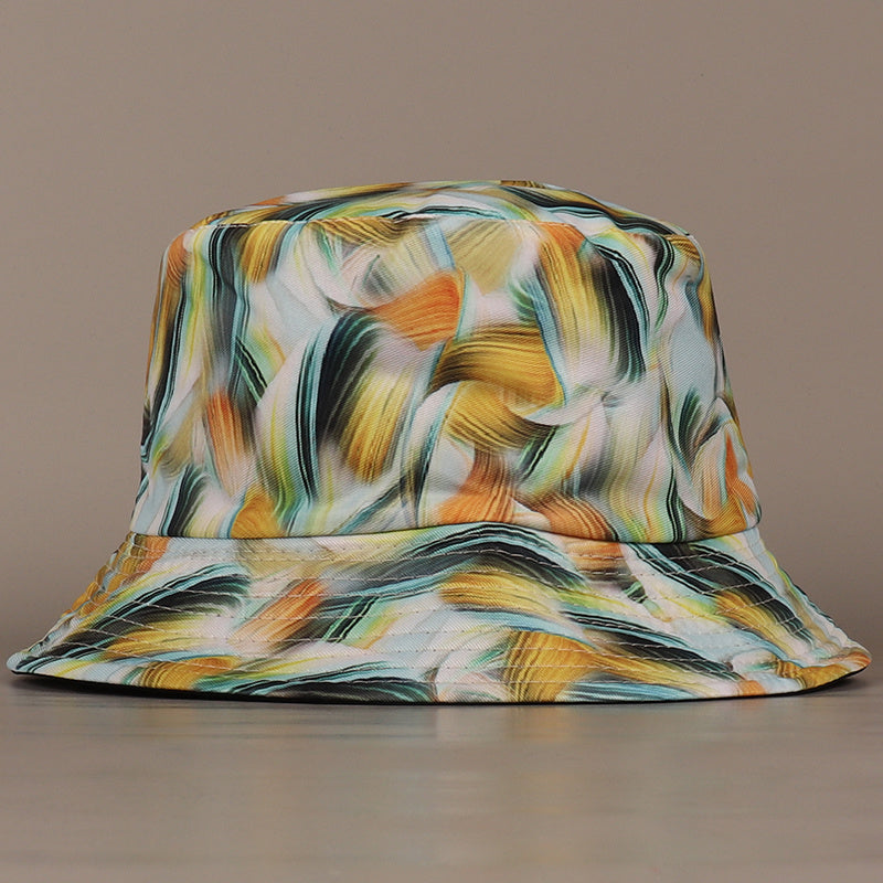 Yellow & Green Reversible Bucket Hat Tassel Print