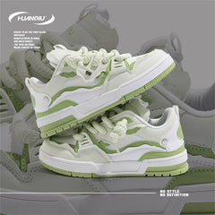 Women's Thick Sole Lace-up Skate Shoes Lightweight Low Casual Sneakers