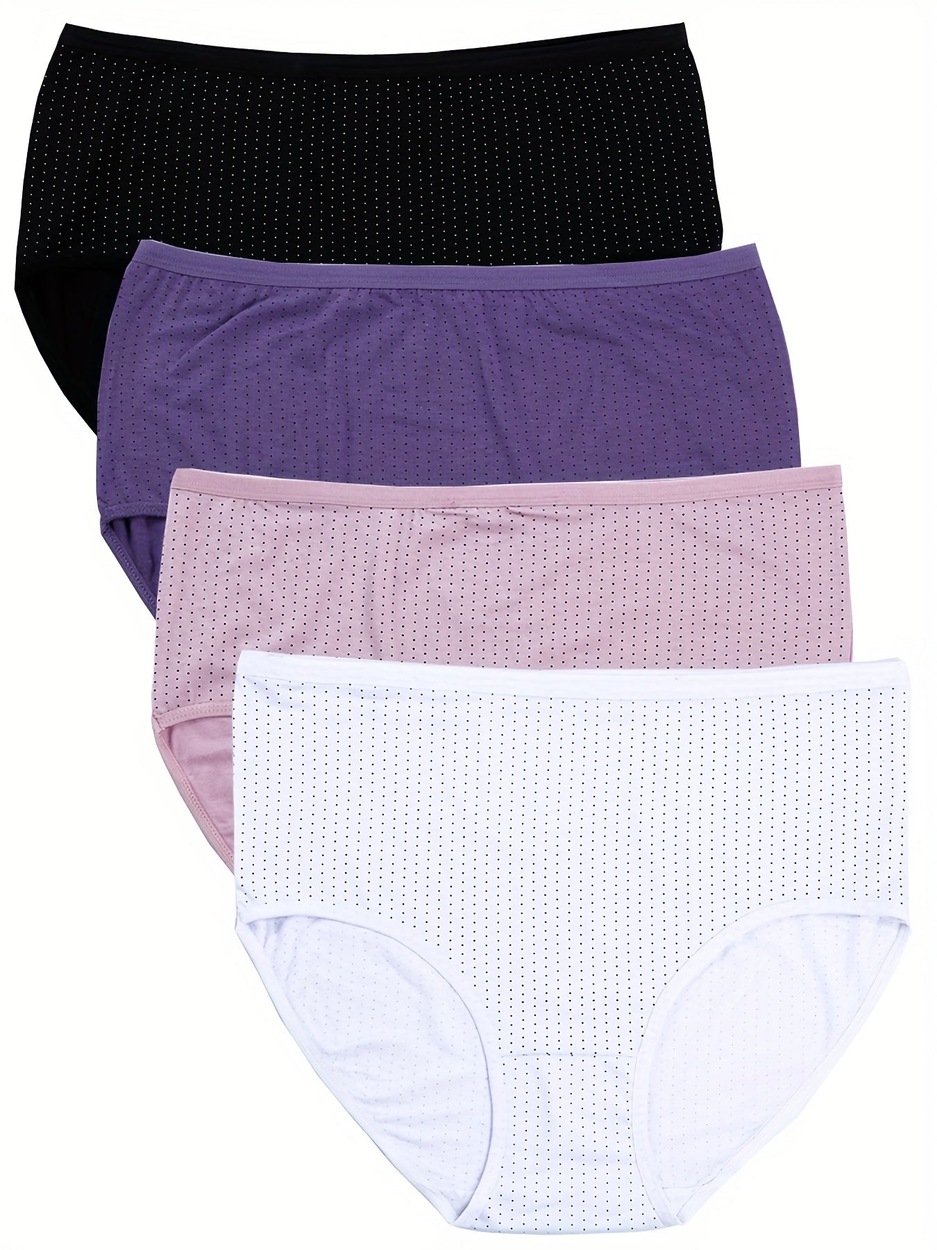 4 Pack Women's Plus Size Dot Print Underwear Set