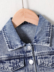 Girl's Denim 2pcs Button Front Jacket & Skirt Set Y2K Style