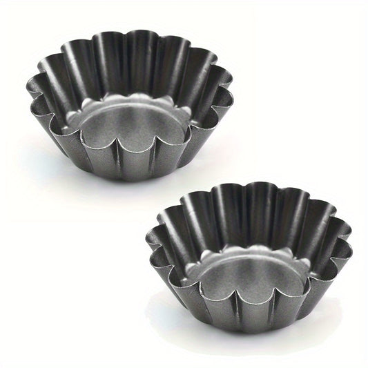 2pcs Reusable Egg Tart Mold Stainless Steel Baking Tool