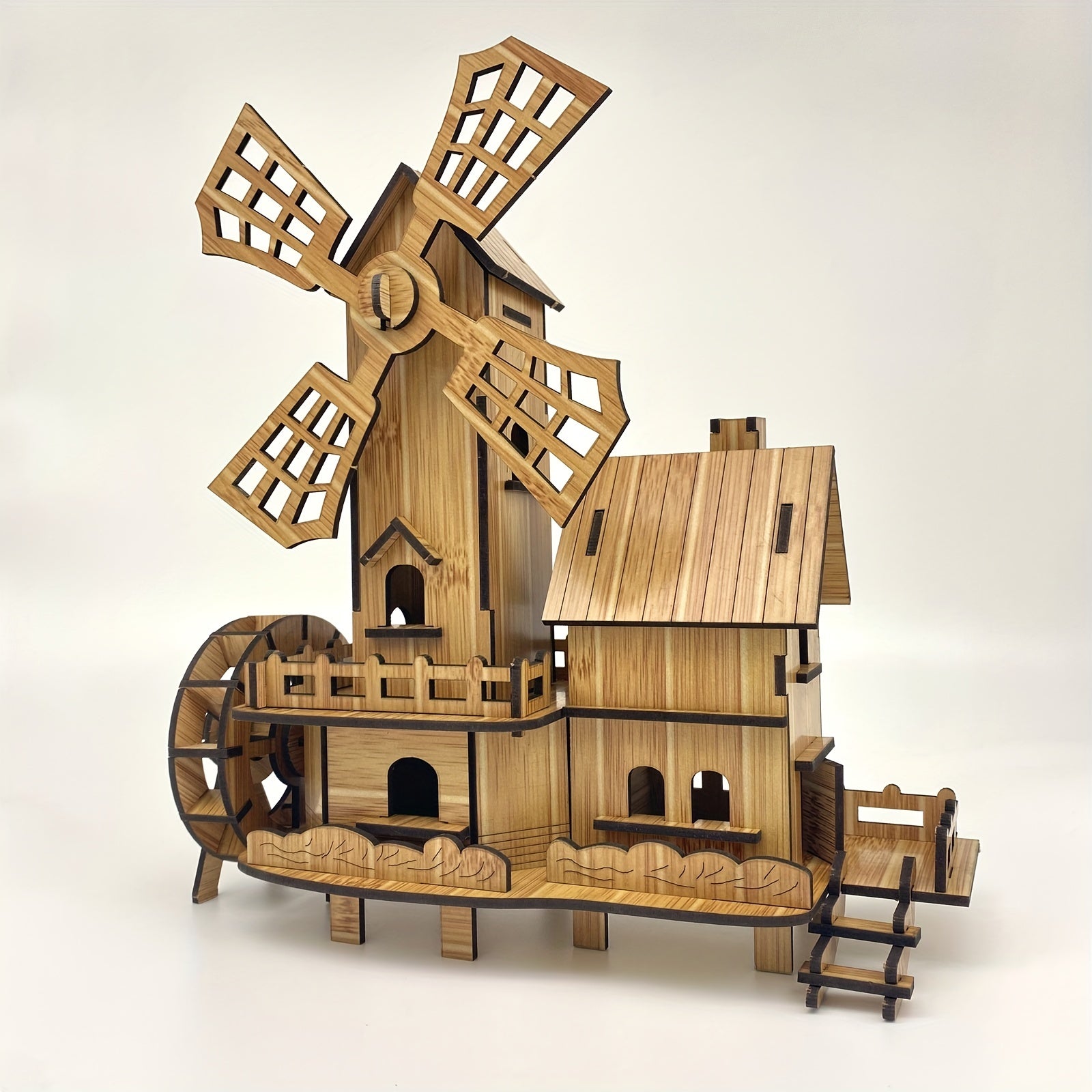 Wooden 3D Puzzle DIY Mill Cottage Model Kit Brain Teaser Puzzles