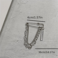 Minimalist Tassel Chain Brooch Pin Clothes Accessories