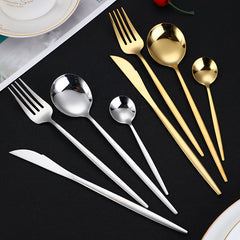 4Pcs Stainless Steel Steak Fork & Spoon Set