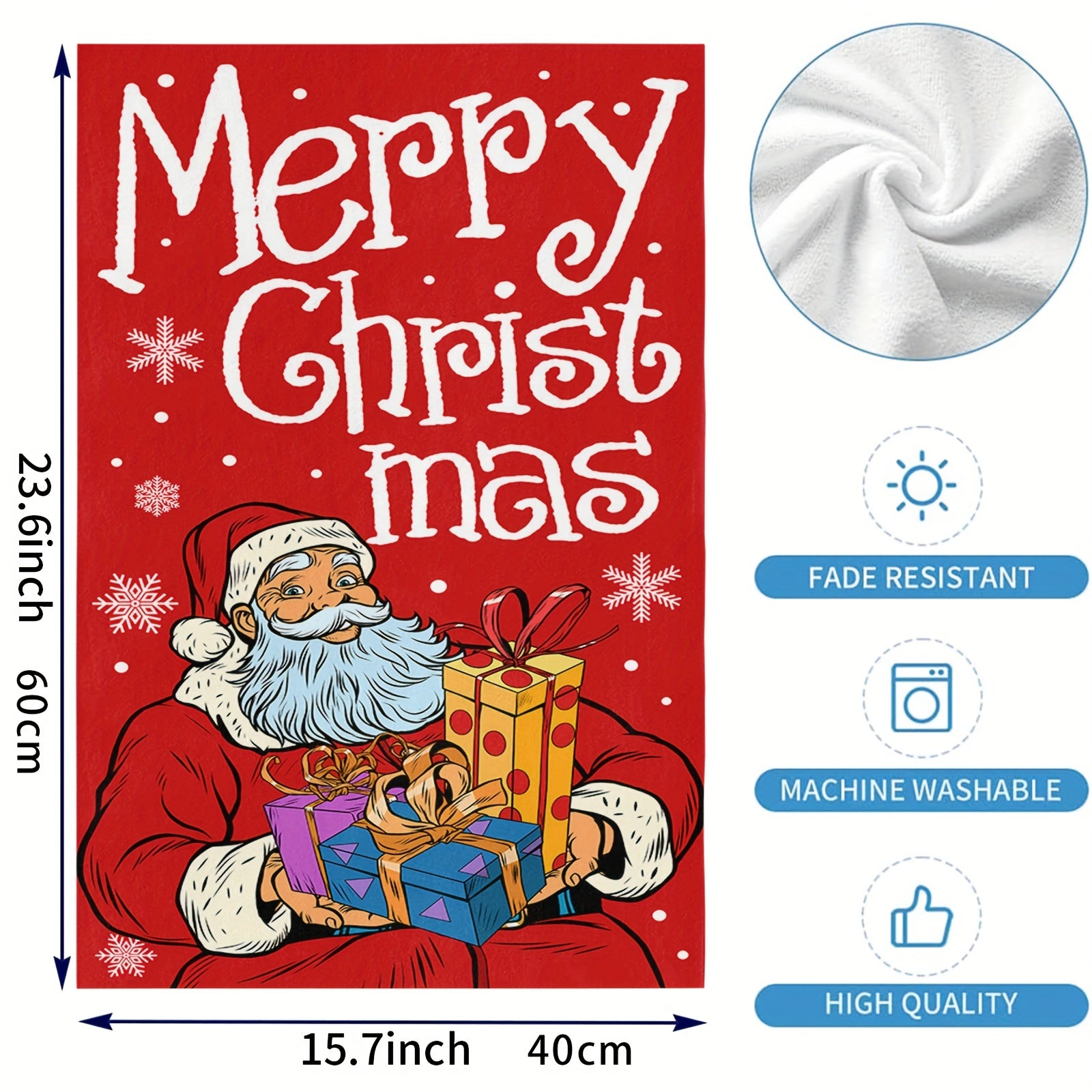 2pcs Christmas Red Surf Santa Towels Soft Quick Drying