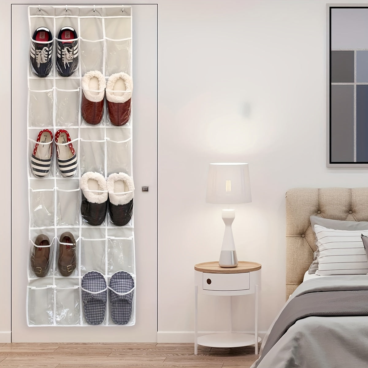 Over The Door Shoe Storage Rack With 24 Deep Pockets