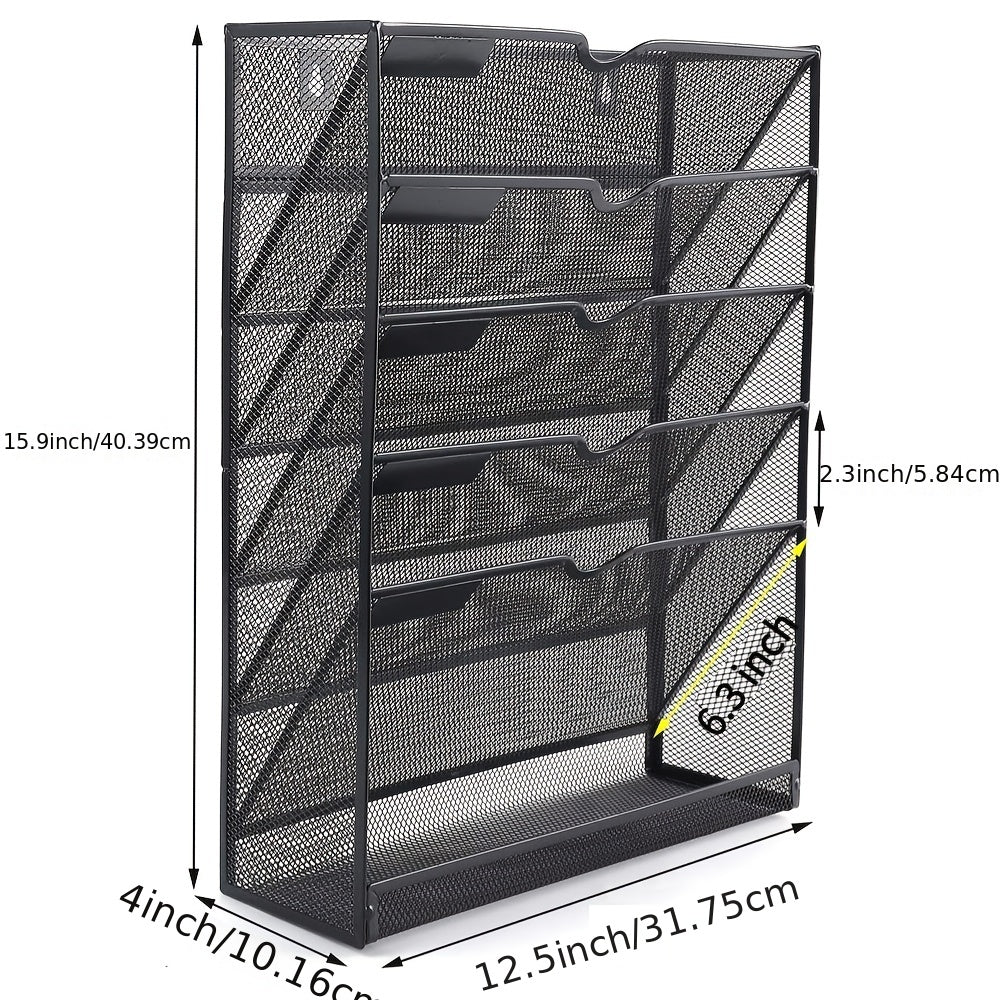 5-Layer Wall-Mounted File Rack Mail Rack Organizer