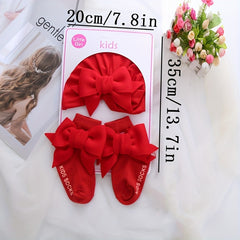 0-3 Year Old Baby Flower Bow Knot Princess Hat & Socks Set