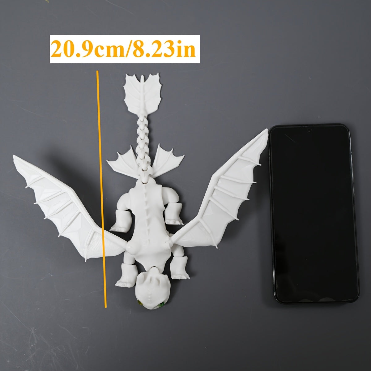 3D Printed Dragon Statue Pink Plastic Decor with Green Eyes