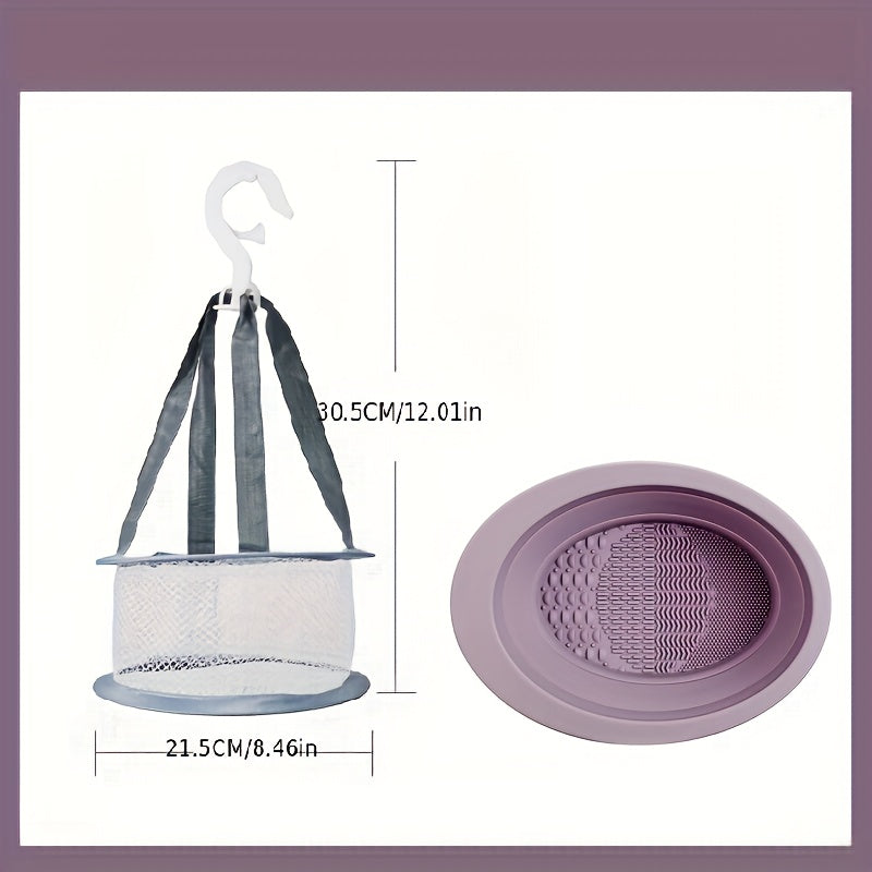 Makeup Brush Cleaning Mat & Drying Net Set