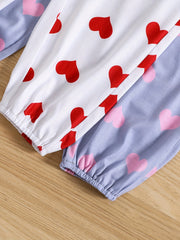 2Pcs Toddler Girls Heart Print Jogger Pants