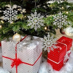 12pcs Sparkling Plastic Snowflake Ornaments for Christmas Tree