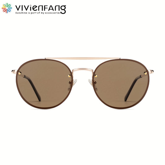 Retro Rimless Aviator Sunglasses Polarized UV Protection