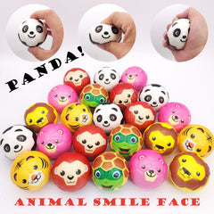 24 Sponge Balls with Cartoon Animal Face, 6.3 cm Diameter