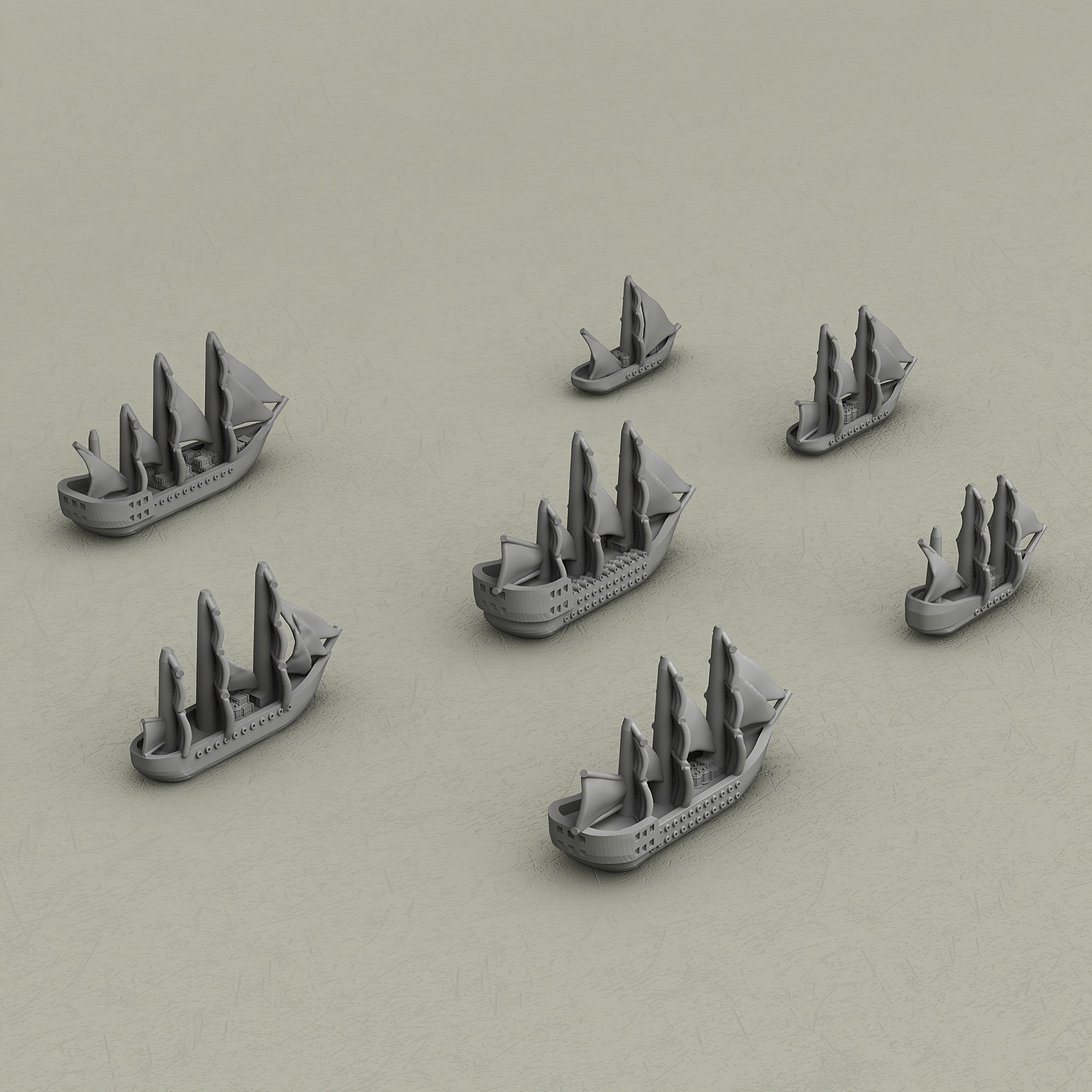 Merchants & Marauders Ships Miniatures in ABS Resin for Tabletop RPGs