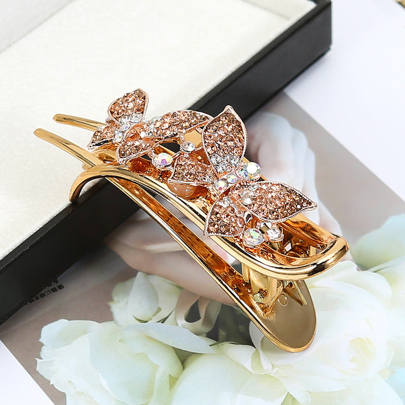 Flower Hair Clips Rhinestone Inlaid Hair Claw