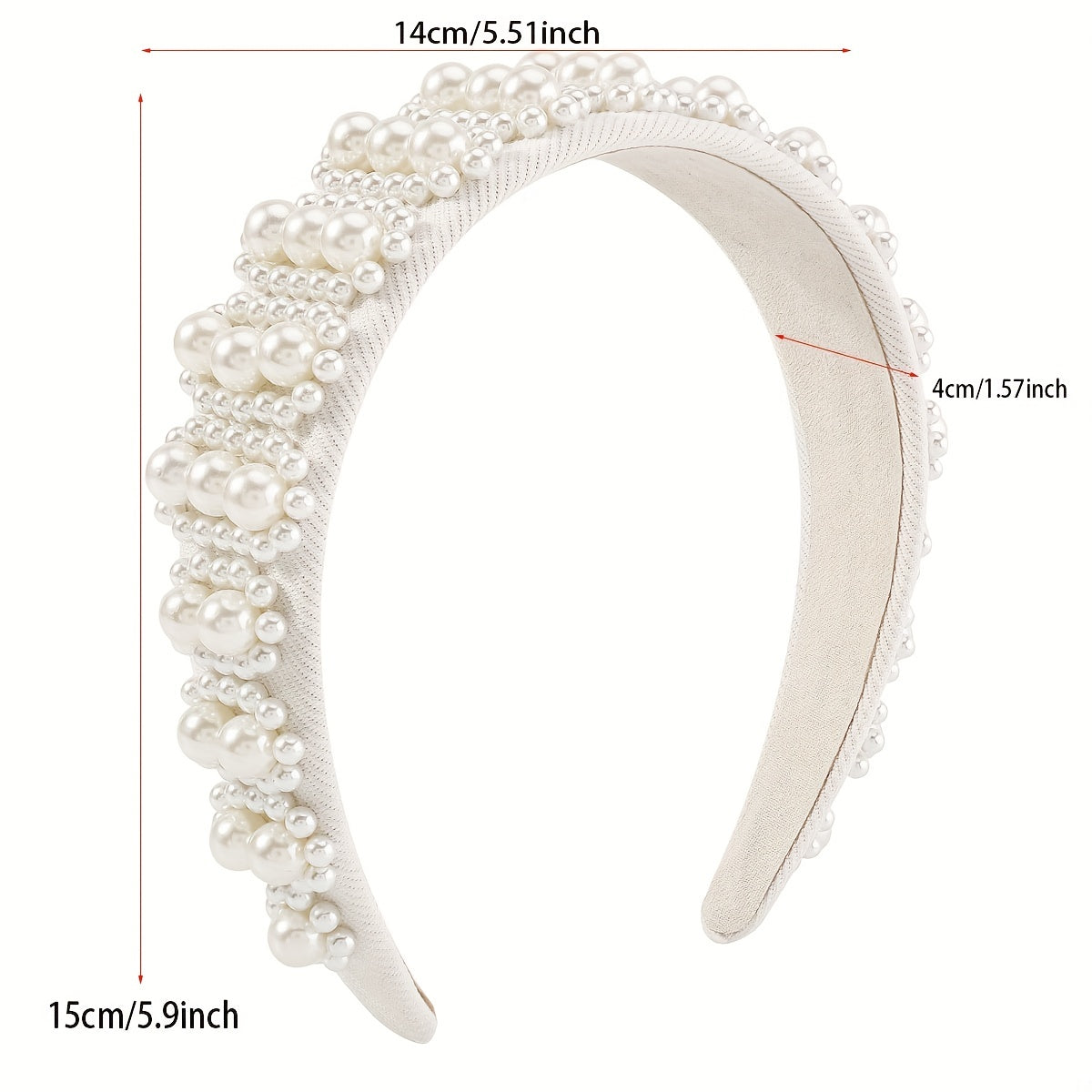 Pearl Decor Wide Head Hoop Headband for Women Wedding Party