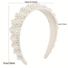 Pearl Decor Wide Head Hoop Headband for Women Wedding Party