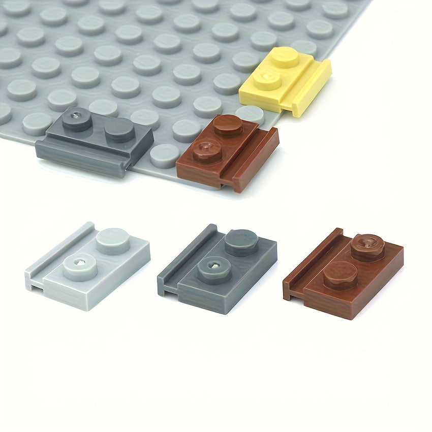 90pcs Thin Brick Particles Board 1x2 Grooves Railway Slide Building Blocks