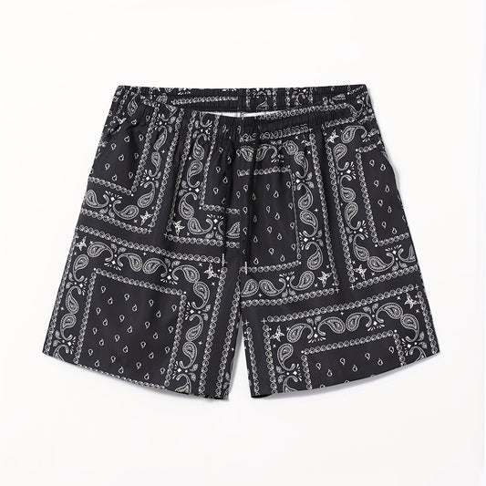 Paisley Pattern Beach Shorts Drawstring Waist Men's Casual Summer Resort