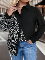  Dalmatian Print Button Up Shirt Top