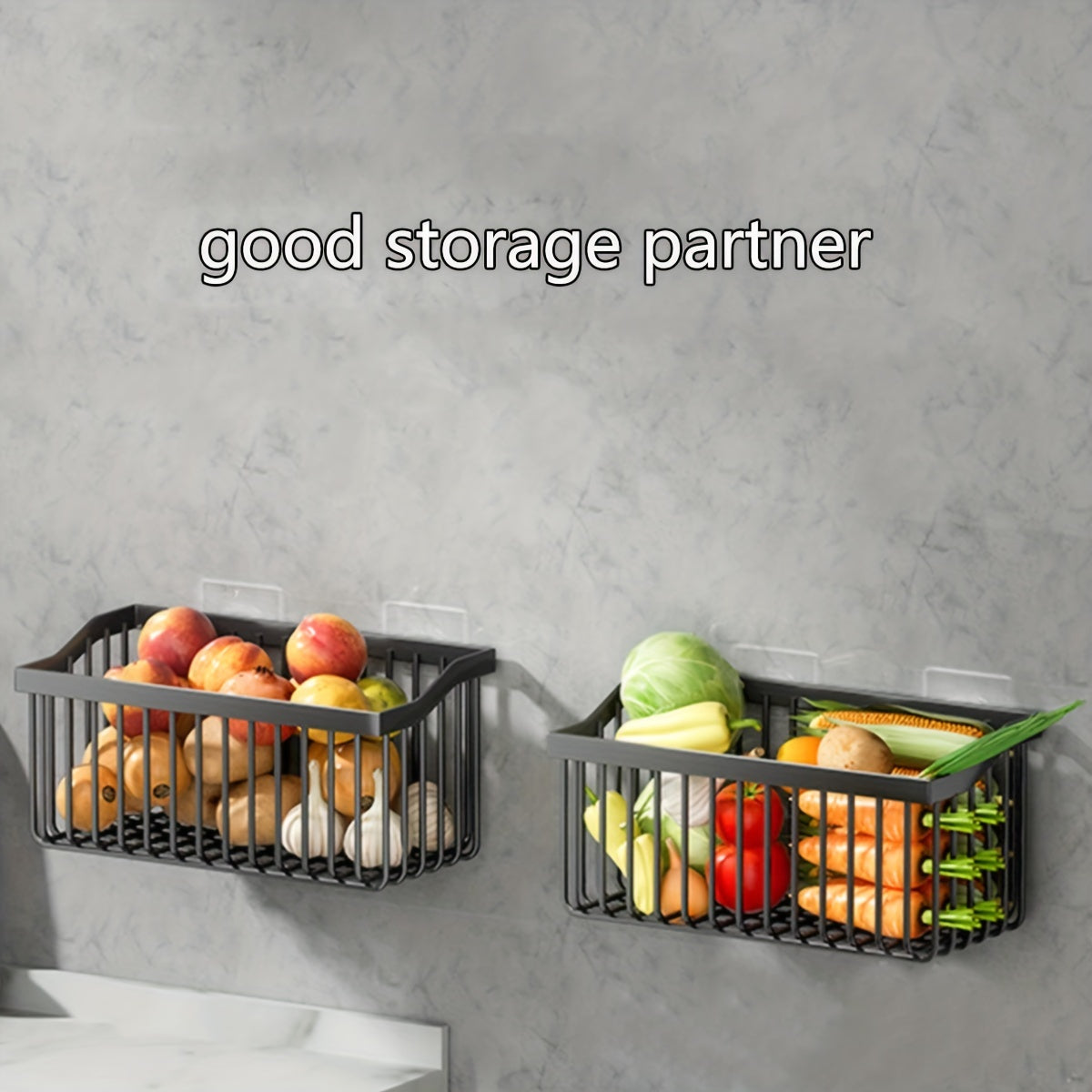 Fruit And Vegetable Basket Wall Mounted Storage Baskets Kitchen Storage