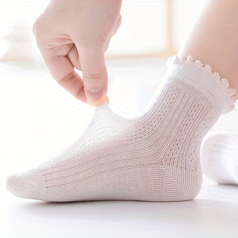 5 Pairs Girls Floral Ankle Socks for Kids Toddlers