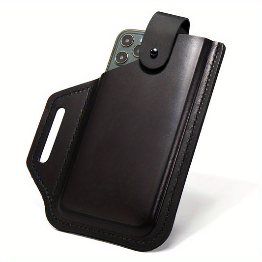 Leather Retro Mobile Phone Pocket Men's Belt Hanging Bag