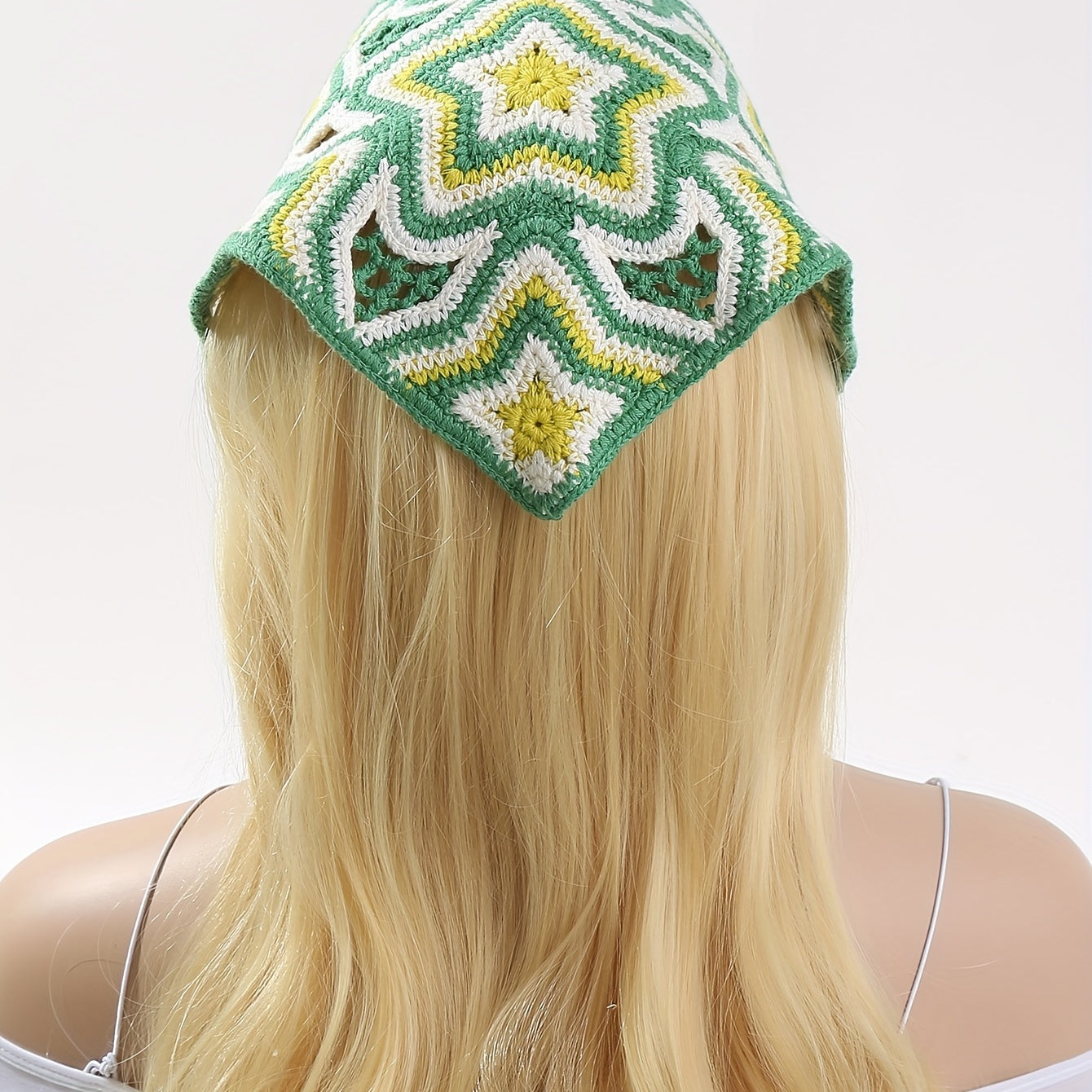 Colorful Star Crochet Triangle Scarf Bandana Headband Hair Accessories
