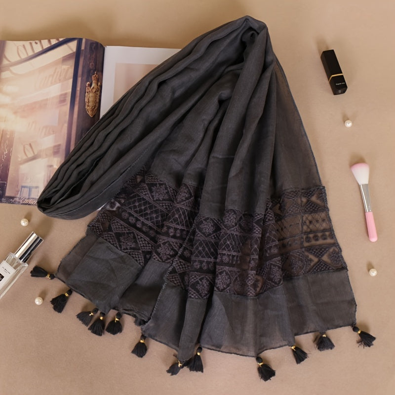 Lace Tassel Scarf for Women - Casual Cold Weather Scarves
