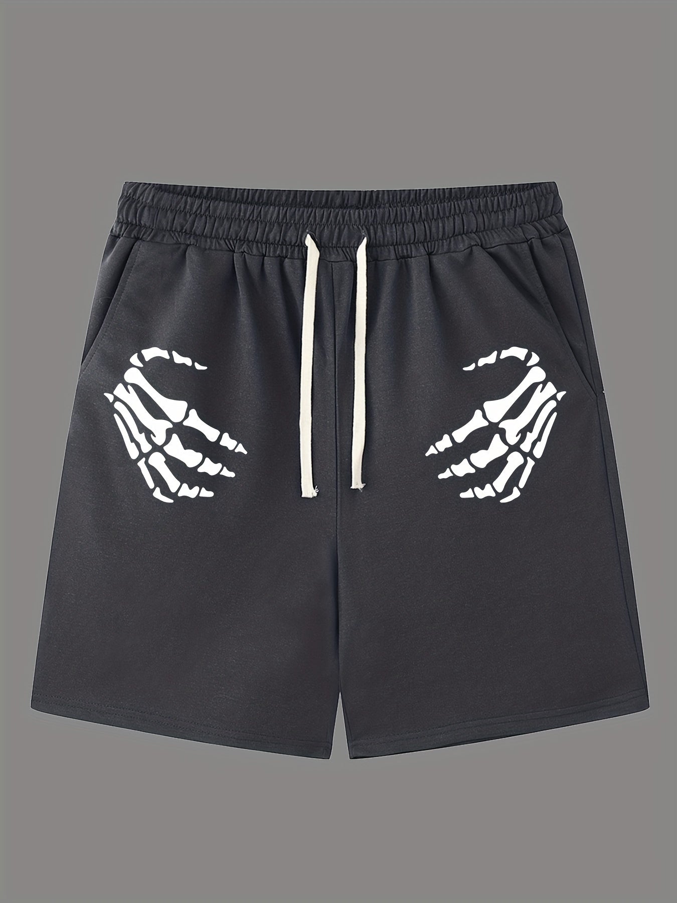 Hand Pattern Active Shorts with Drawstring