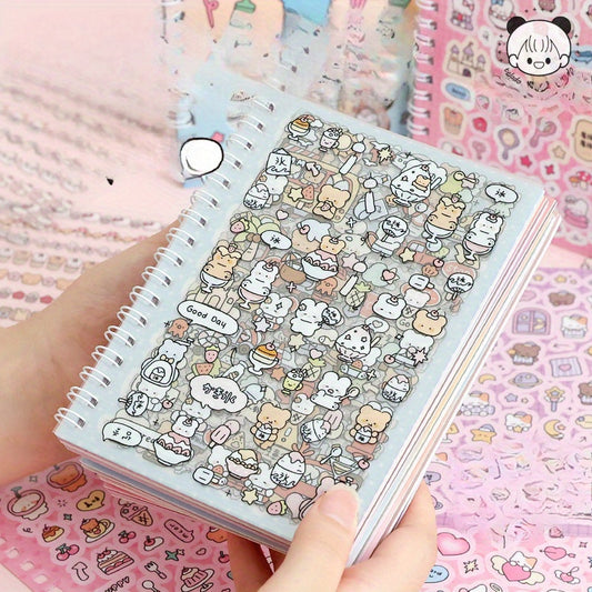 Cartoon Character Sticker Book - 14 Adorable Animal & Food Themed Stickers