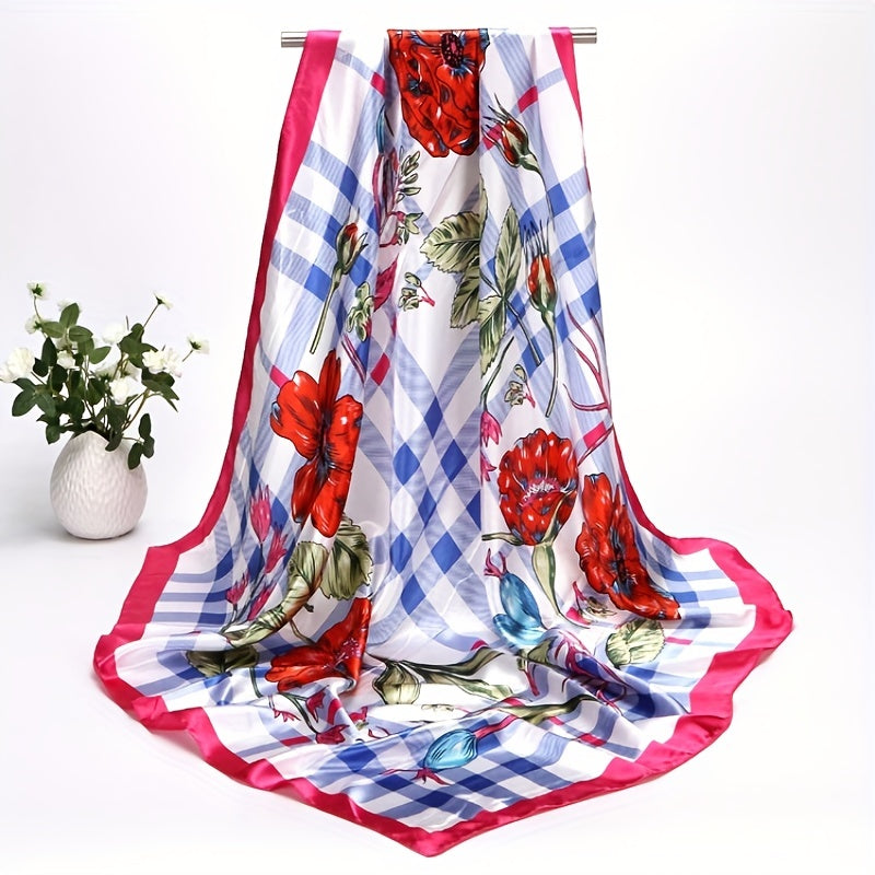 Silk Satin Geometric Bandana Scarf 88.9cm Square Lightweight