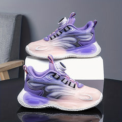 Girls Luminous Sneakers with Rotating Button - Lightweight Anti Slip Sneakers