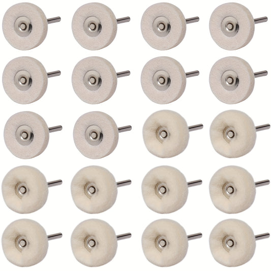 20pcs 25mm Wool Felt Polishing Wheel Set for Drill Grinder